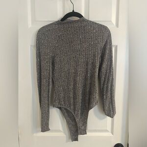 Heather Grey Mock Neck Bodysuit